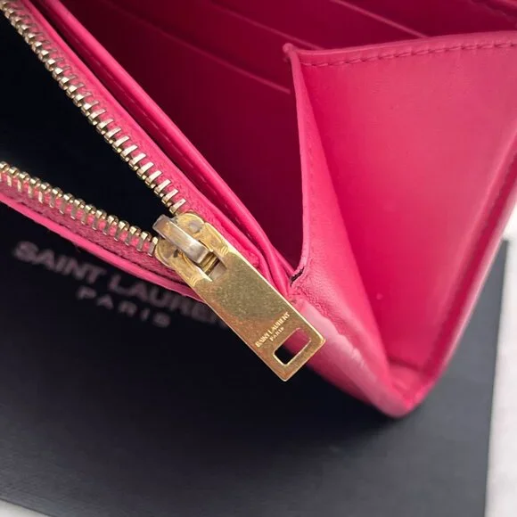 Yves Saint Laurent Pink caviar Leather Bi-fold Long Wallet - Picture 9 of 15
